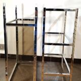 Designer shelf in chrome metal and smoked glass vintage 1970