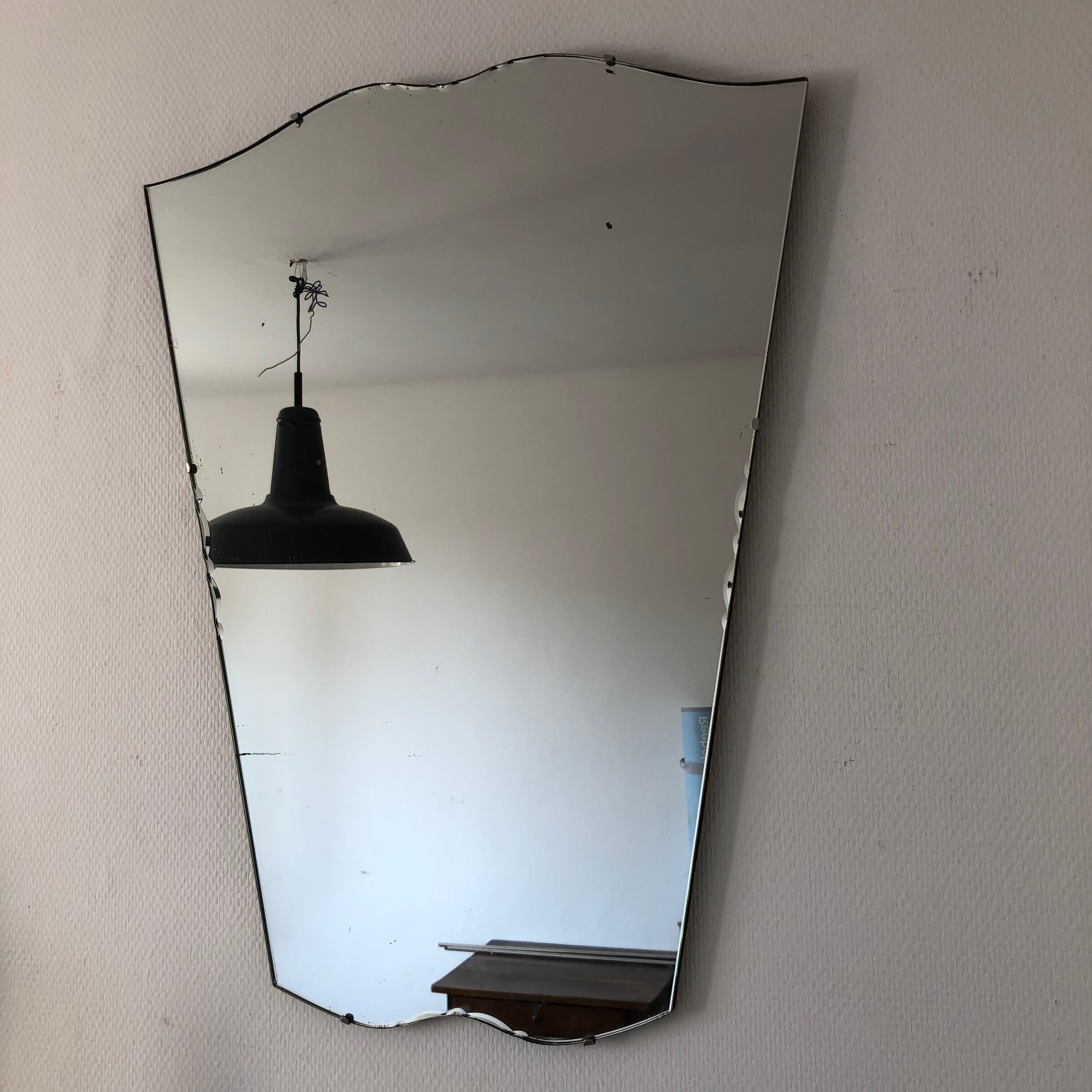 Large beveled mirror 73x55cm vintage 1940