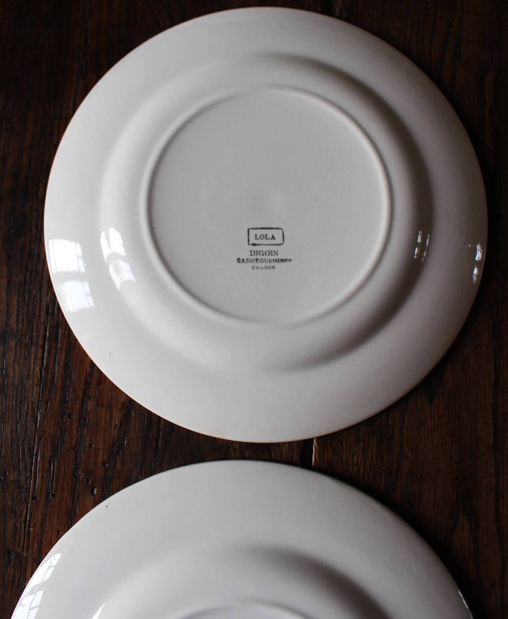 Set of 6 mismatched Art Deco red green yellow dinner plates Digoin