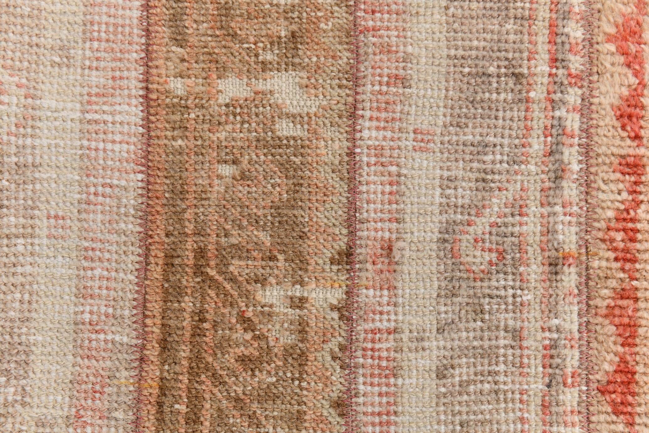 Tapis pour couloir rouge et beige, tapis vintage coureur, 70x289 cm