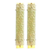 Appliques murales en or 24 carats de luxe avec verre de Murano "Graniglia" vert, ensemble de deux.