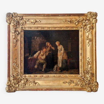 Marc-Antoine Bilcoq (1755-1838) - Huile sur toile - "Scène d'intérieure" - vers 1790/1800