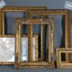 Old oval frame patinated wood & gilded stucco 1930, 52x40cm