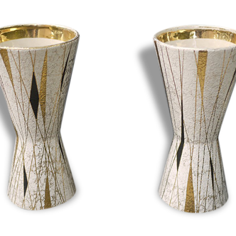 Moderne Atomic Scheurich Foreign Paire de Vases au Design Graphique