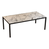 Rectangular coffee table in black lacquered metal and Arabescato marble