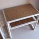 Pair of bedside tables in bamboo effect wood and woven wicker