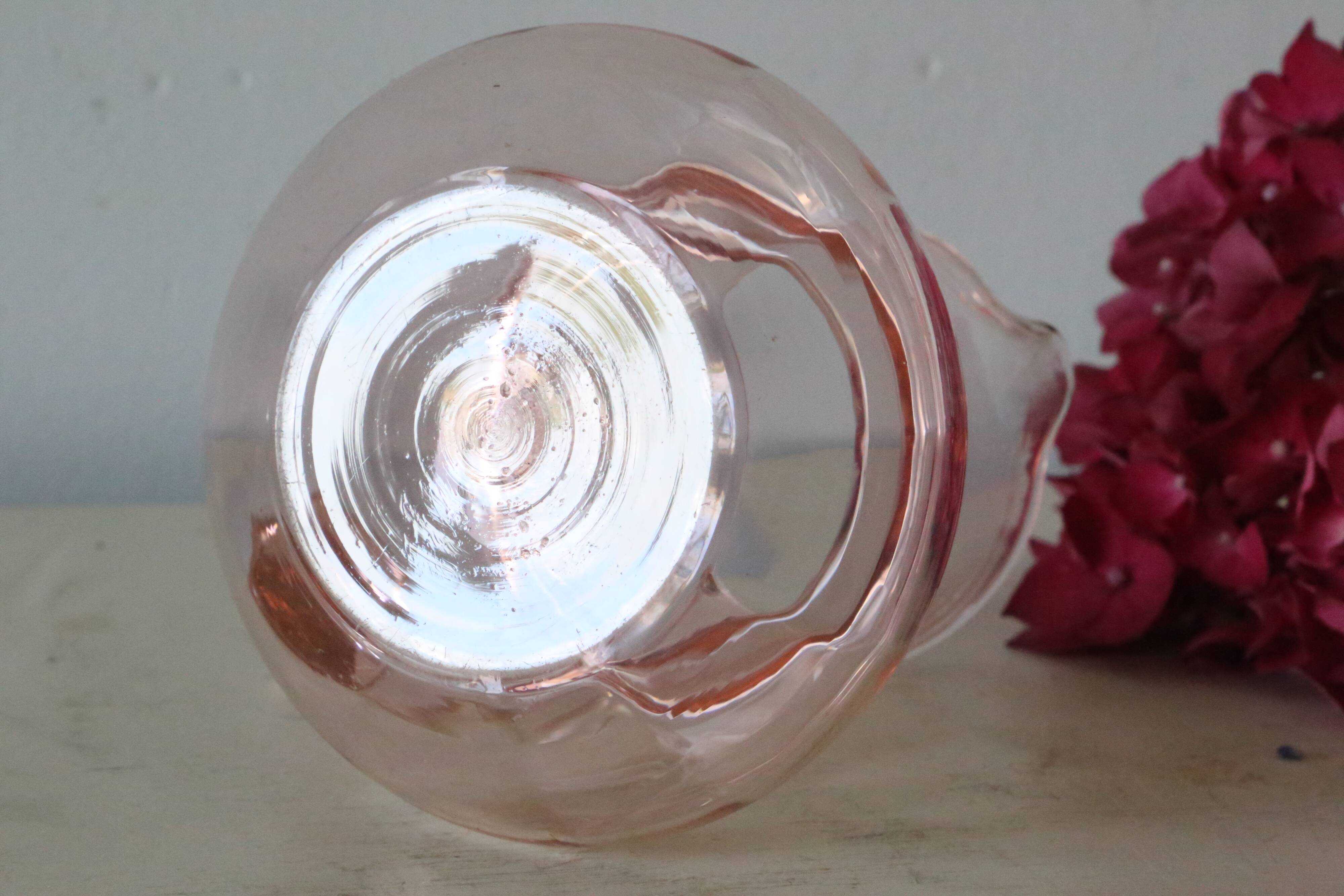 Antique pink glass pitcher