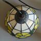 Antique stained glass and tin pendant light