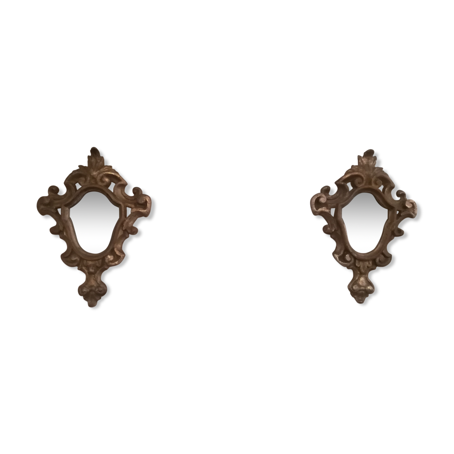 Pair of Louis XV-style mirrors in silver wood