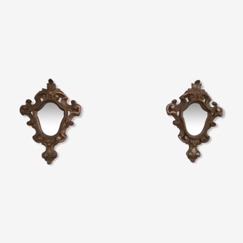 Pair of Louis XV-style mirrors in silver wood