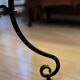 Extendable table in solid oak with wrought iron legs.