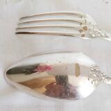 Silver cutlery set, 1 fork and 1 spoon, J Casses et Cie