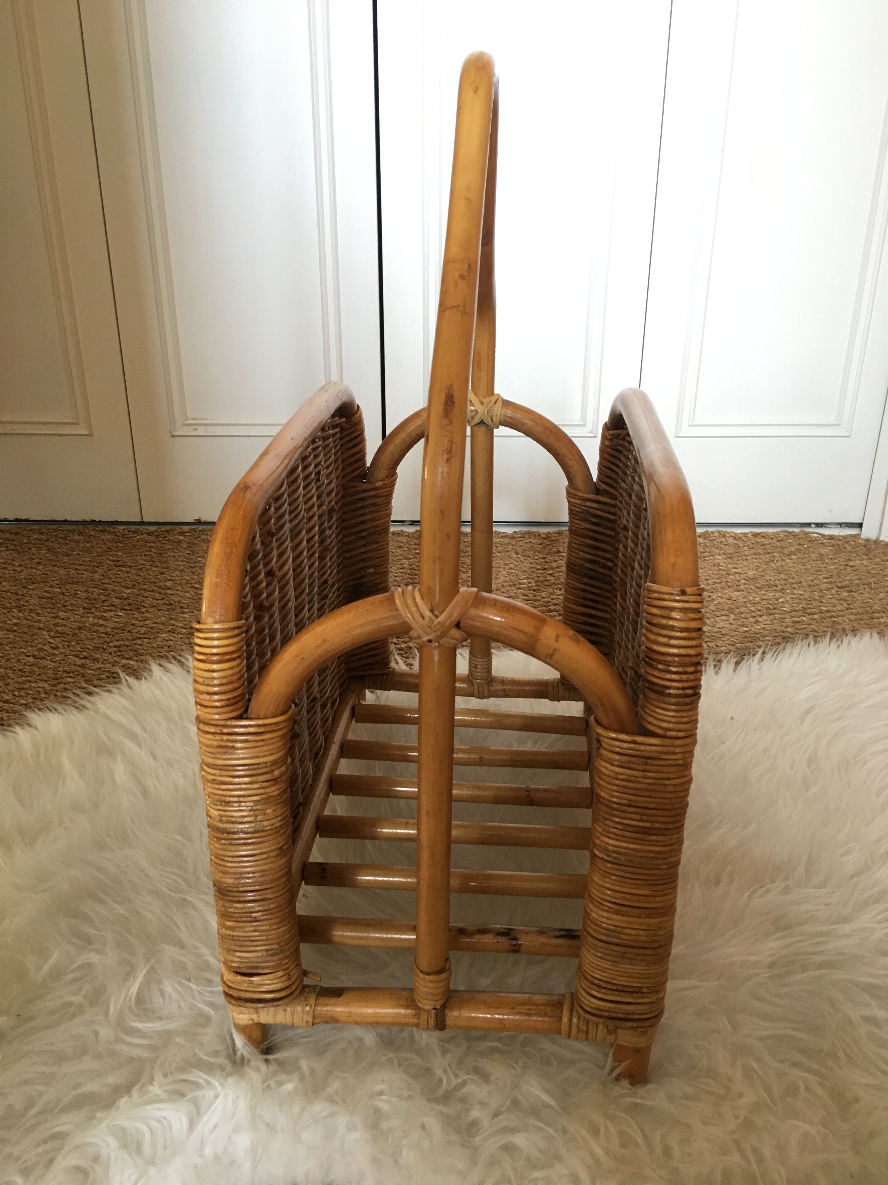 Rattan magazine holder