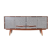 Mid-Century Op-Art Hand-Painted Sideboard Sideboard from Sven Andersen