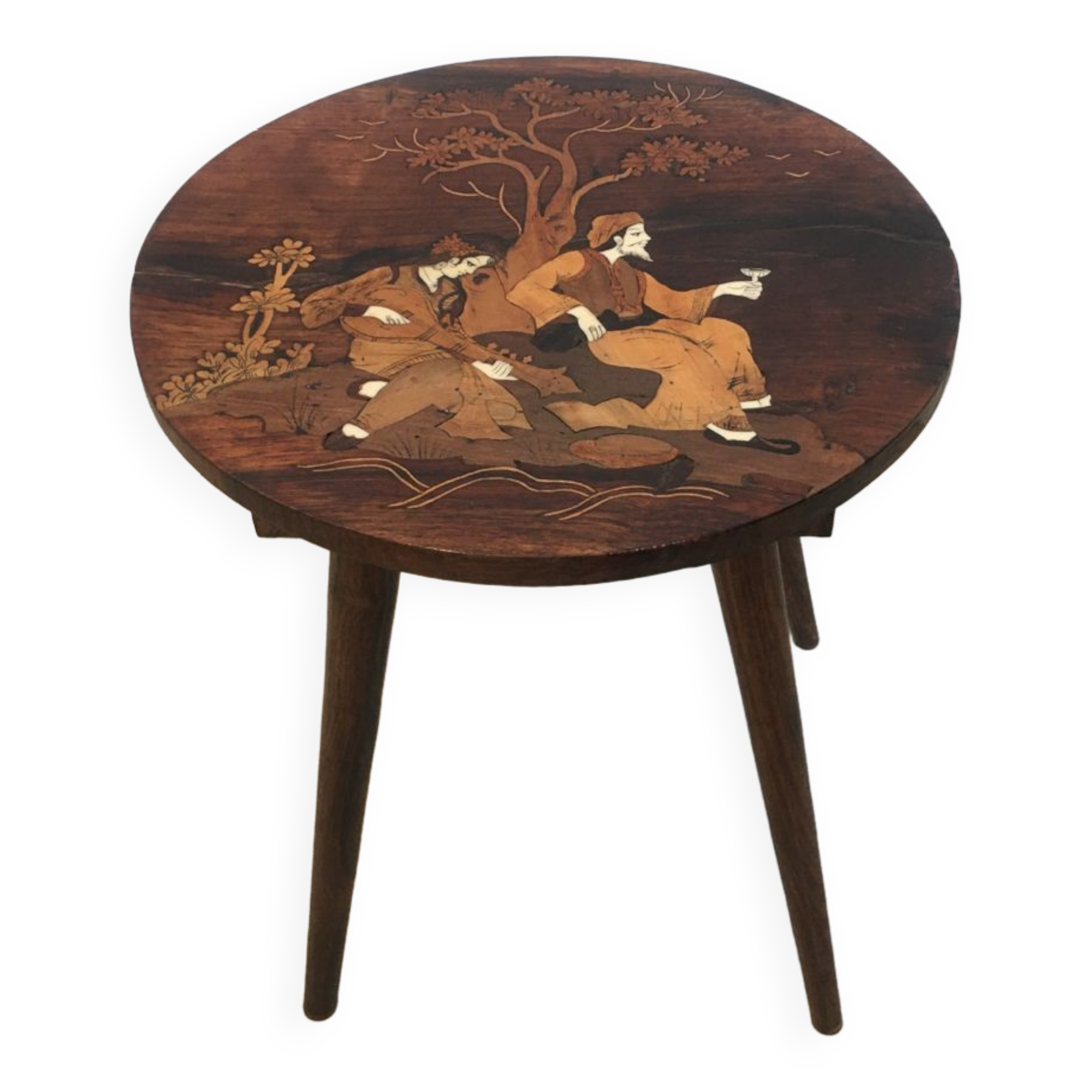 Inlaid wood side table