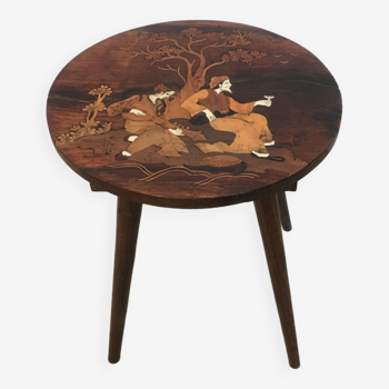 Inlaid wood side table