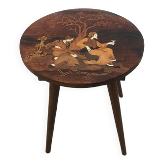 Inlaid wood side table