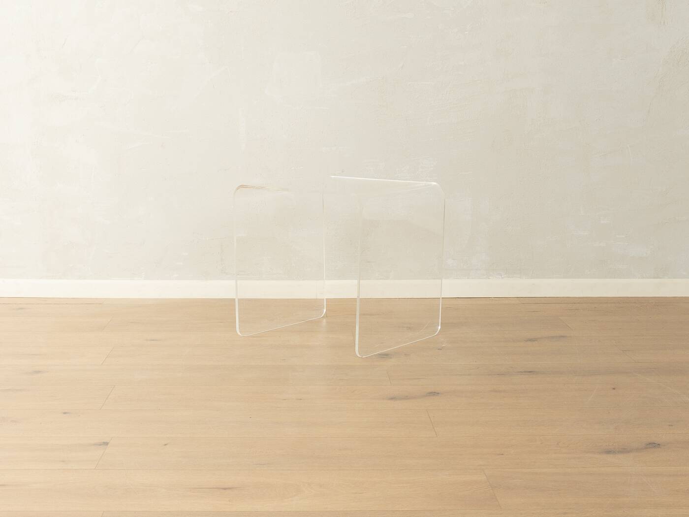 Minimalist side table from the 1970s, acrylic glass