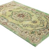 Tapis Oushak Ancien – Vert Sauge & Motifs Floraux, 179 x 281 cm