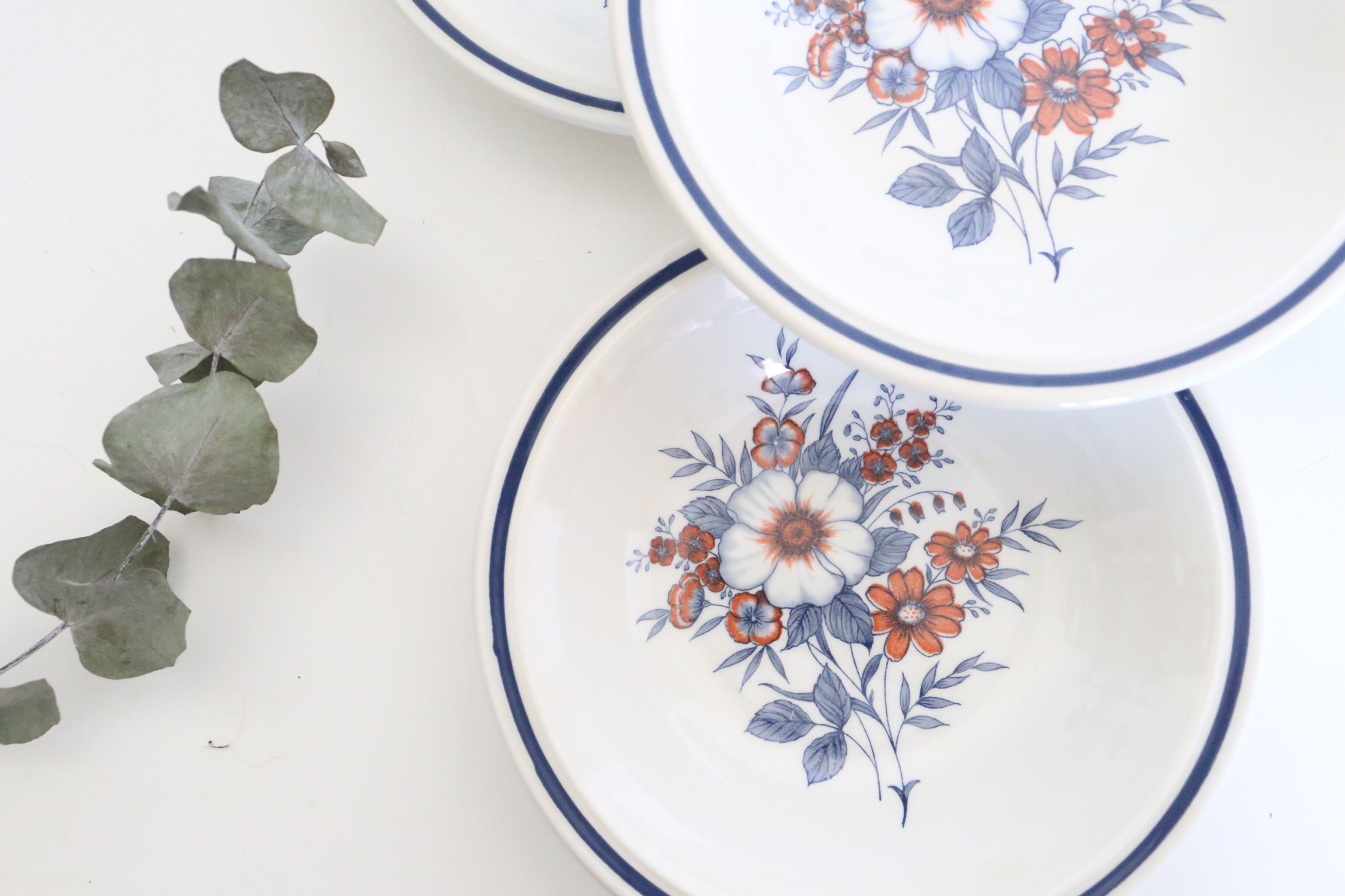 Set of 4 plates caps Stafforshire Alpine Rose
