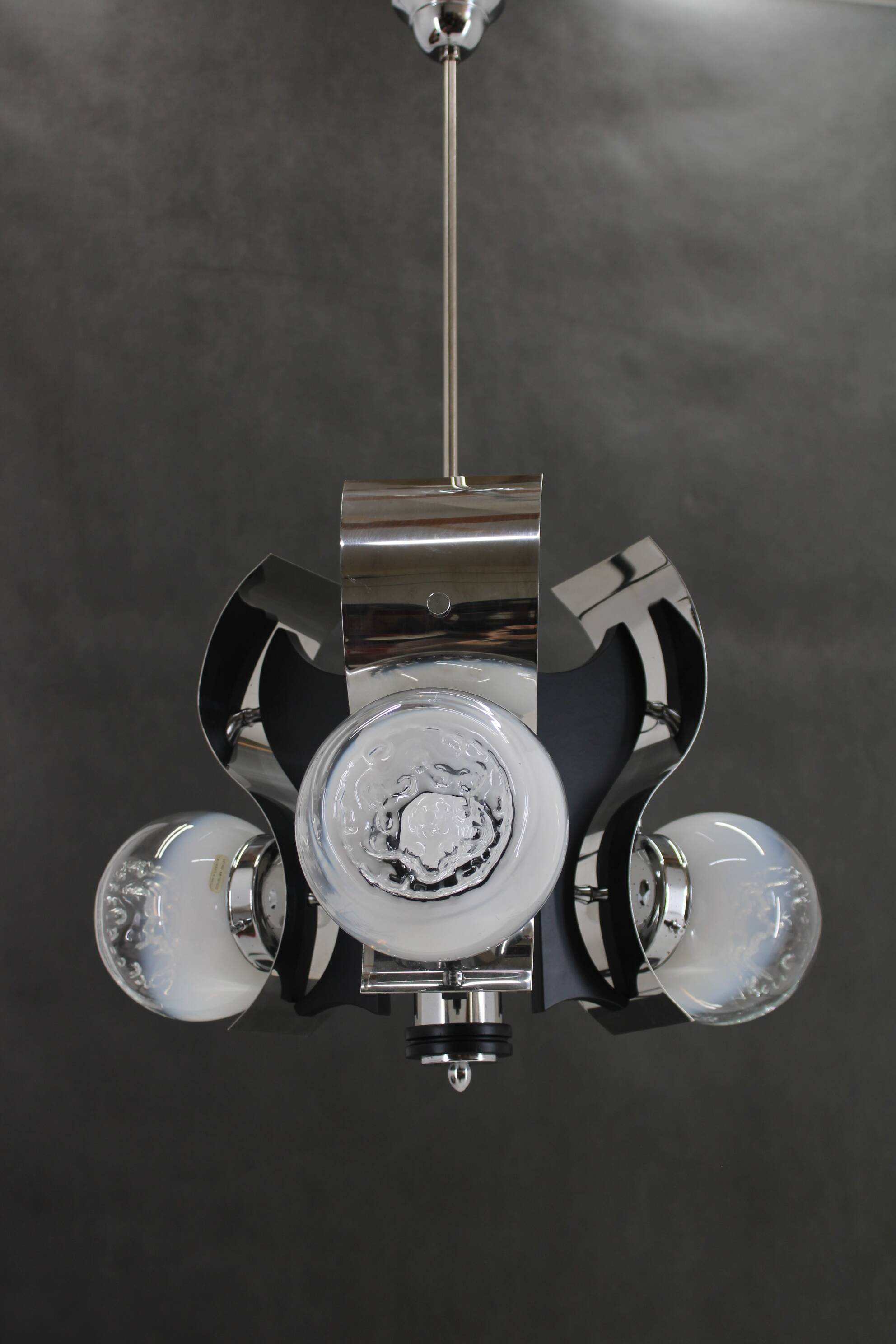 1970s Italian Chrome Plated Chandelier