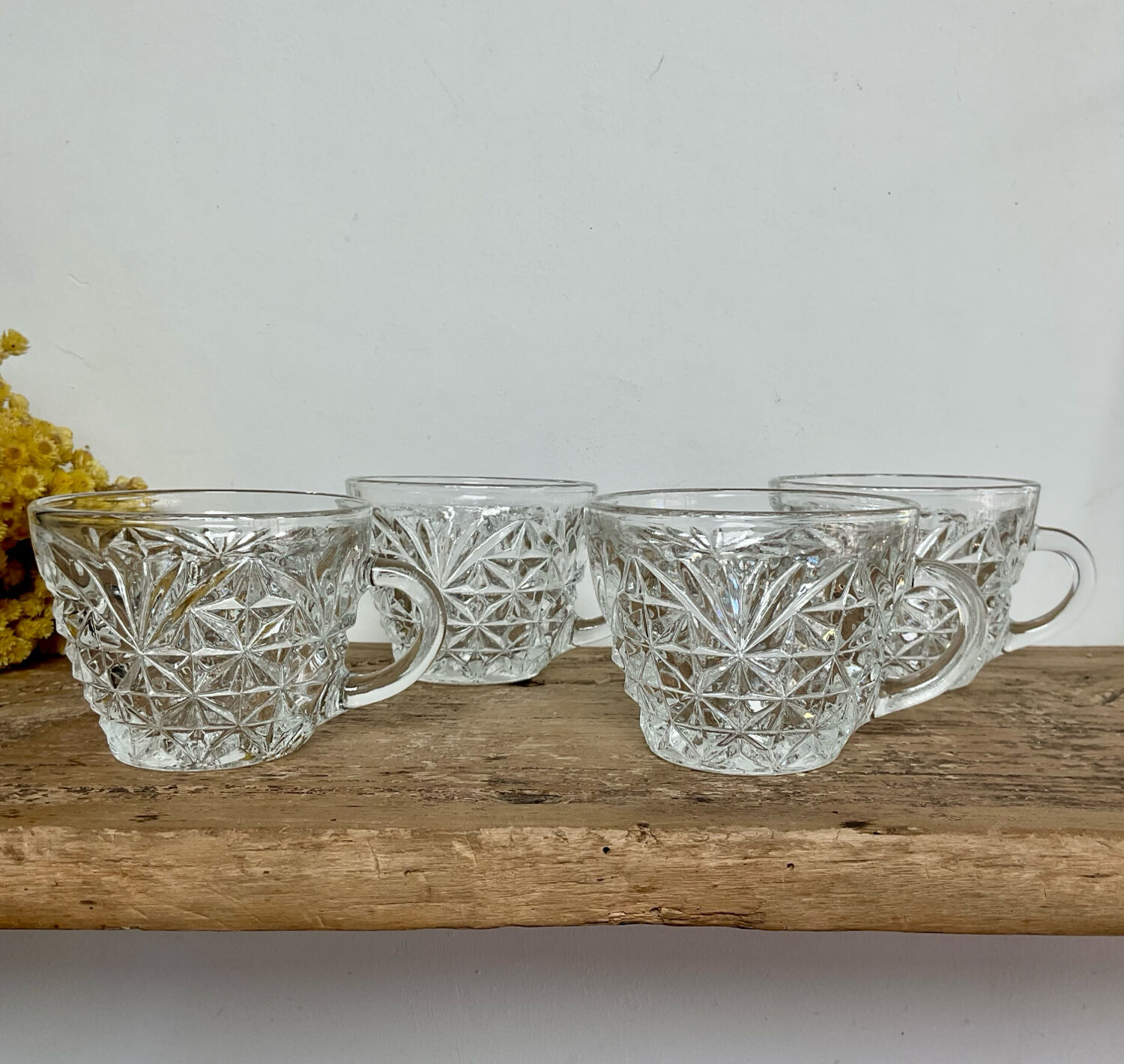 Set of 4 cut glass cups