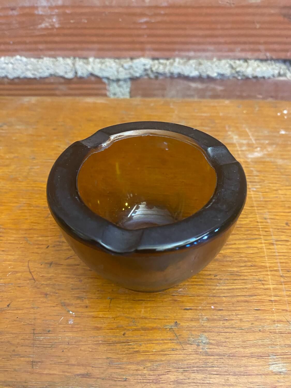 Antique Ashtray Glassware BRUSH Old Rouen Molded Glass France Vintage