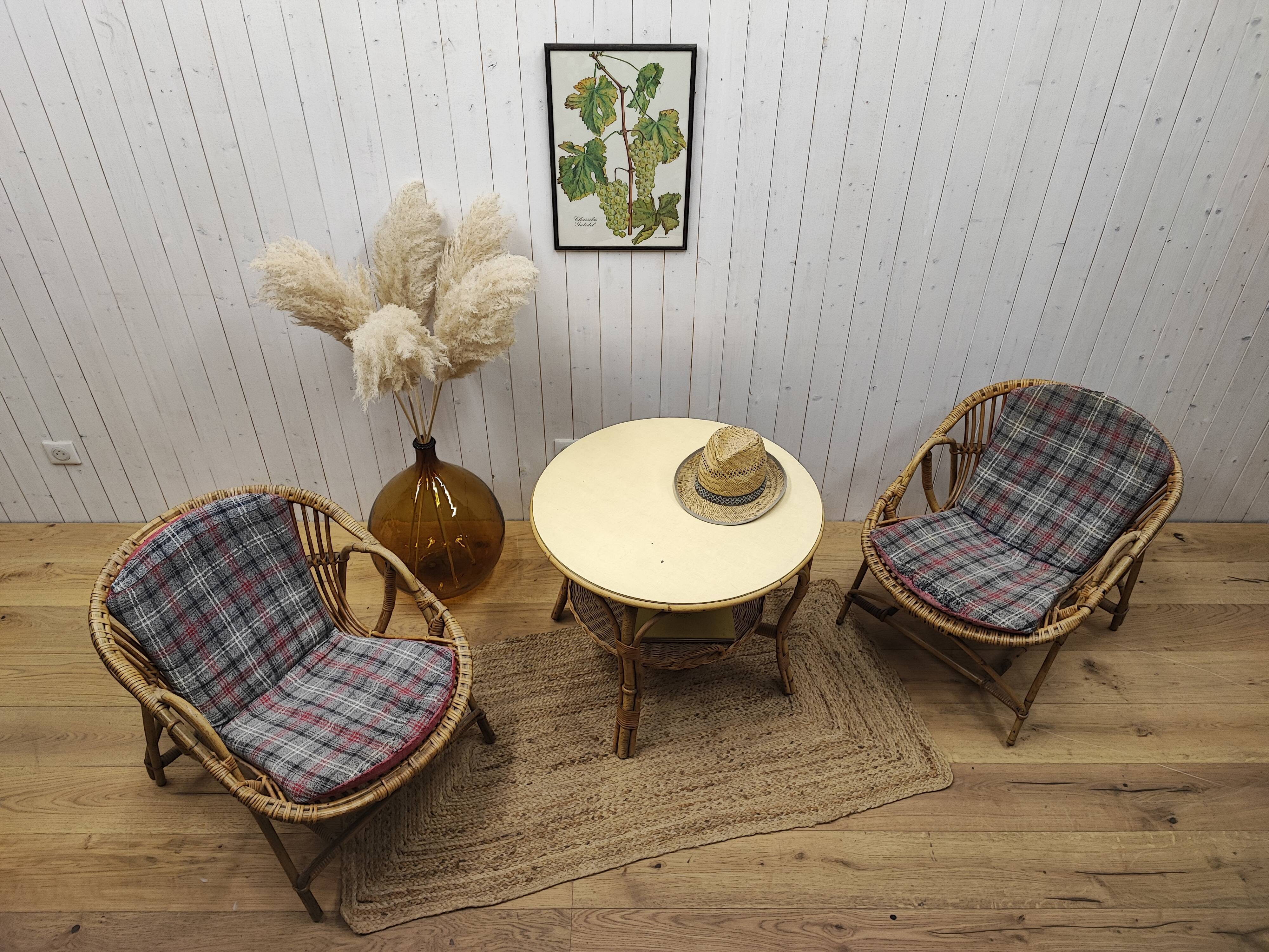 Rattan armchairs