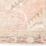 Faded red and beige vintage runner rug 322x85cm