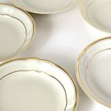 5 Bernardaud Limoges porcelain dessert bowls, Louis XV model, ivory with gold edging