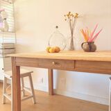 Art Deco sanded raw wood table