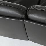 De Sede model DS-31 three-seat sofa black leather Switzerland 1970