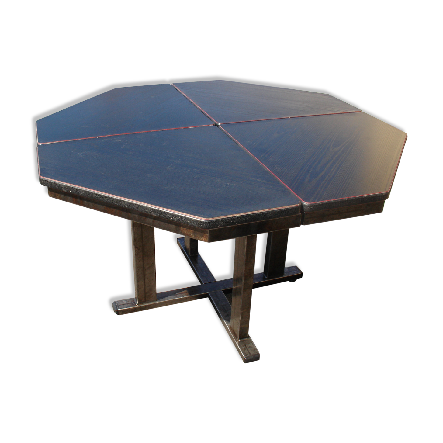 Table circa 1980 in steel and black ash laminate