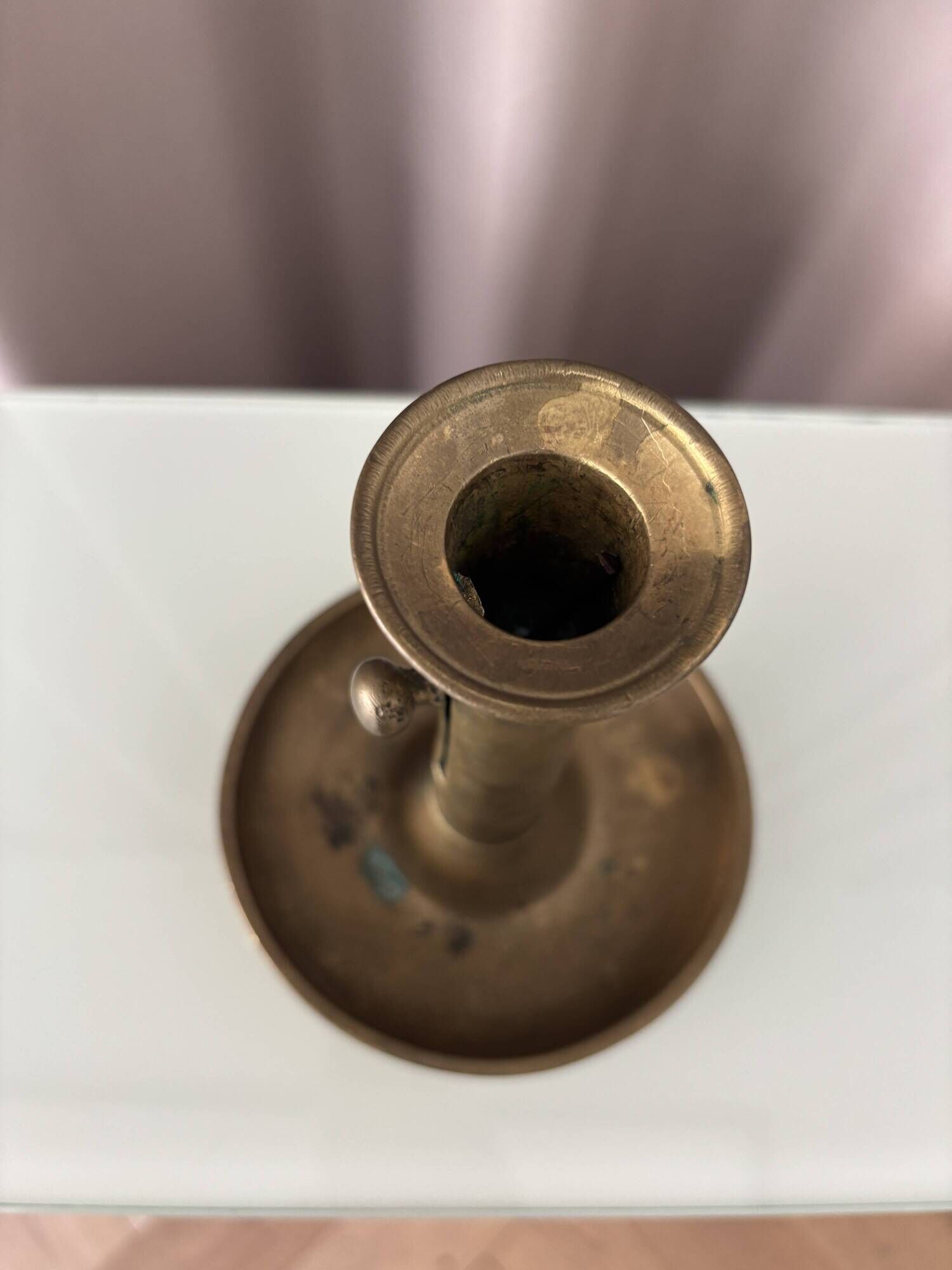 Vintage Adjustable Brass Chamber Candlestick