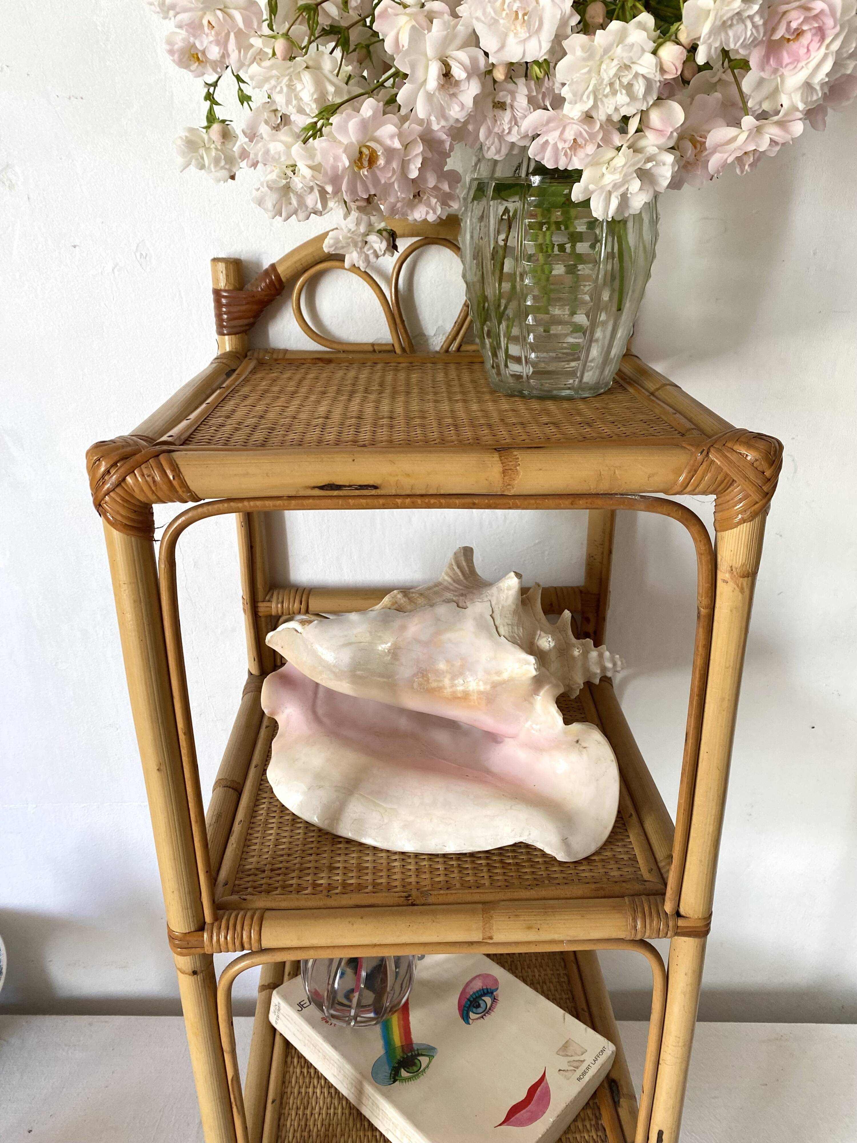 Vintage rattan shelf, bedside or end of sofa