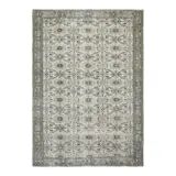 1970s Vintage Turkish Handmade Wool Beige Oversized Area Rug 208x295
