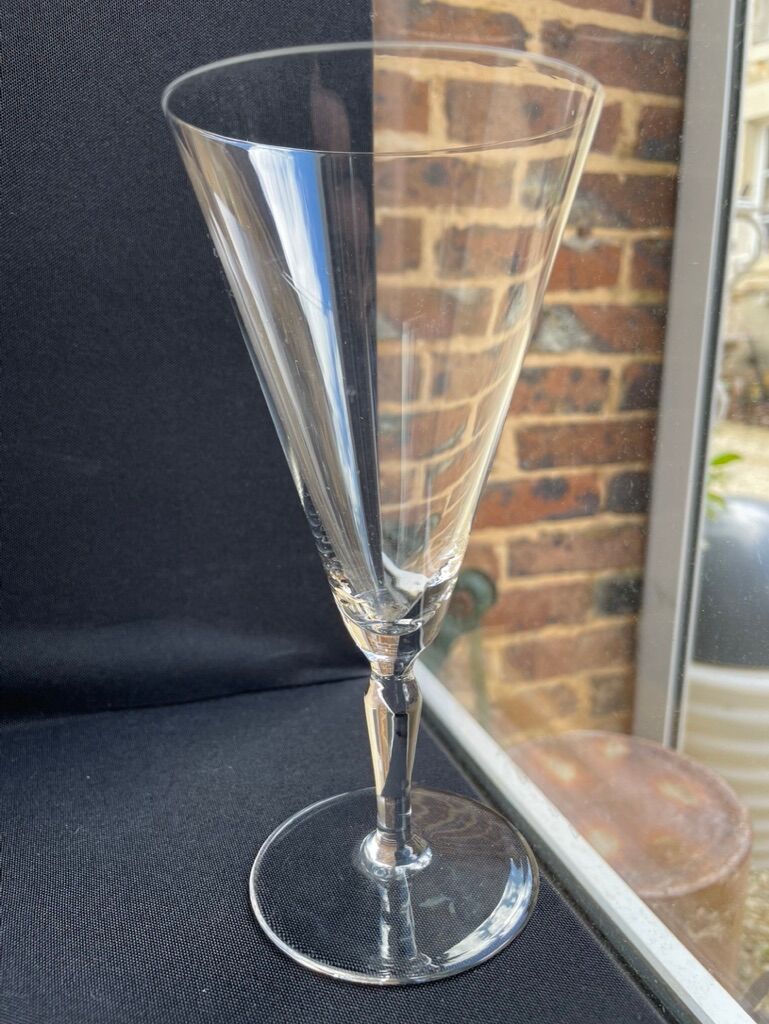 Conical foot glasses (6) - art nouveau - plain light blown crystal