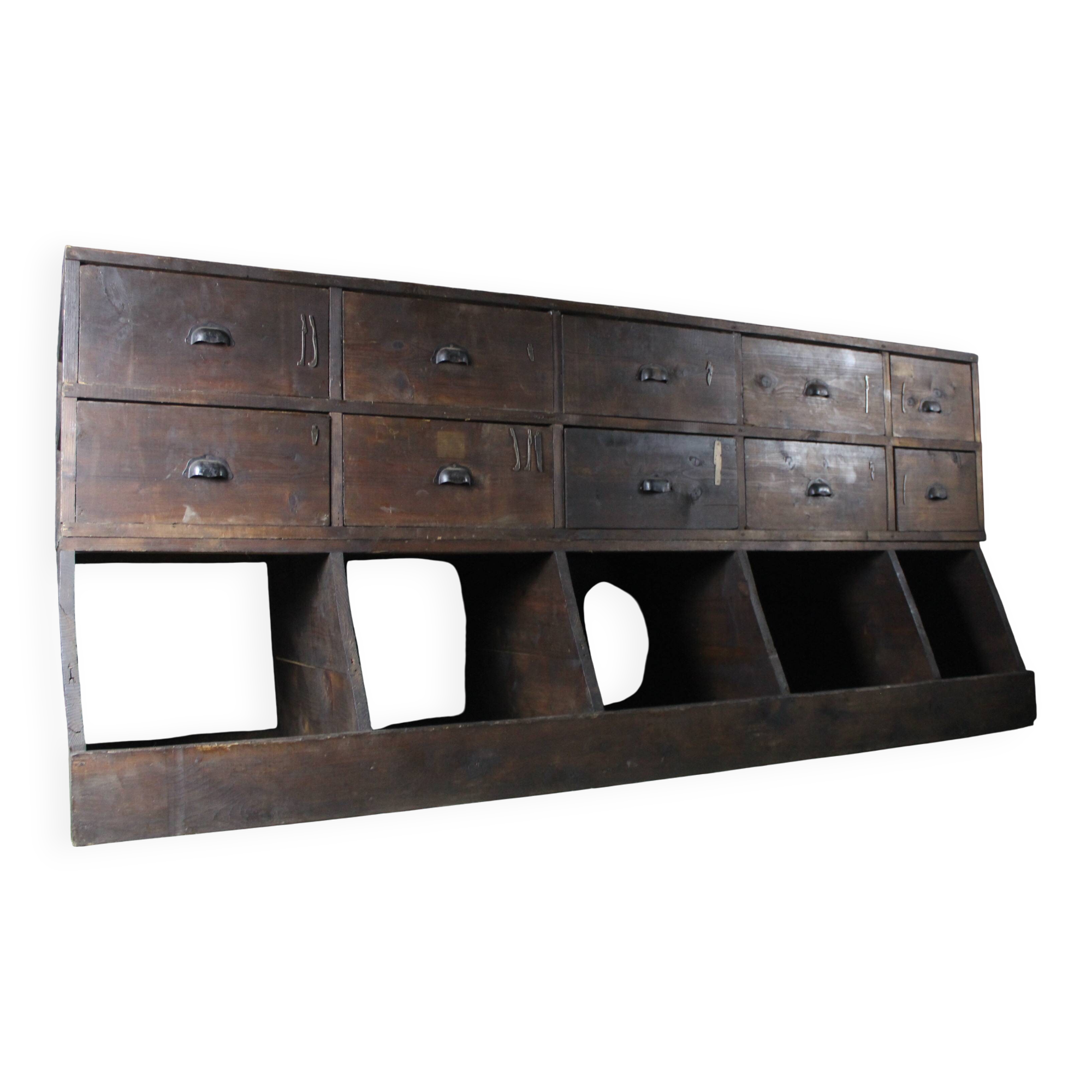 Cutlery trade cabinet – 10 drawers & open compartments