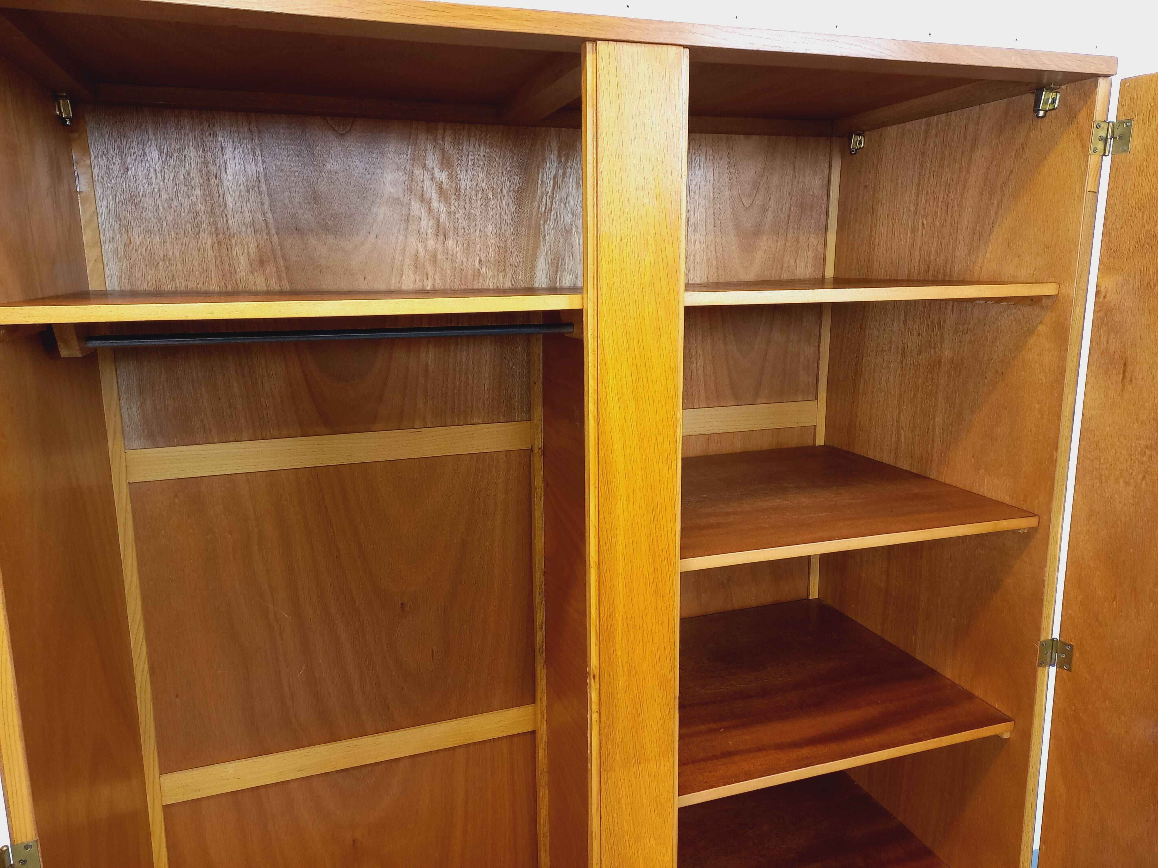 Vintage oak wardrobe from the 1960s.