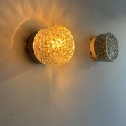 Pair of vintage wall lights, pressed molded glass, France 1960s