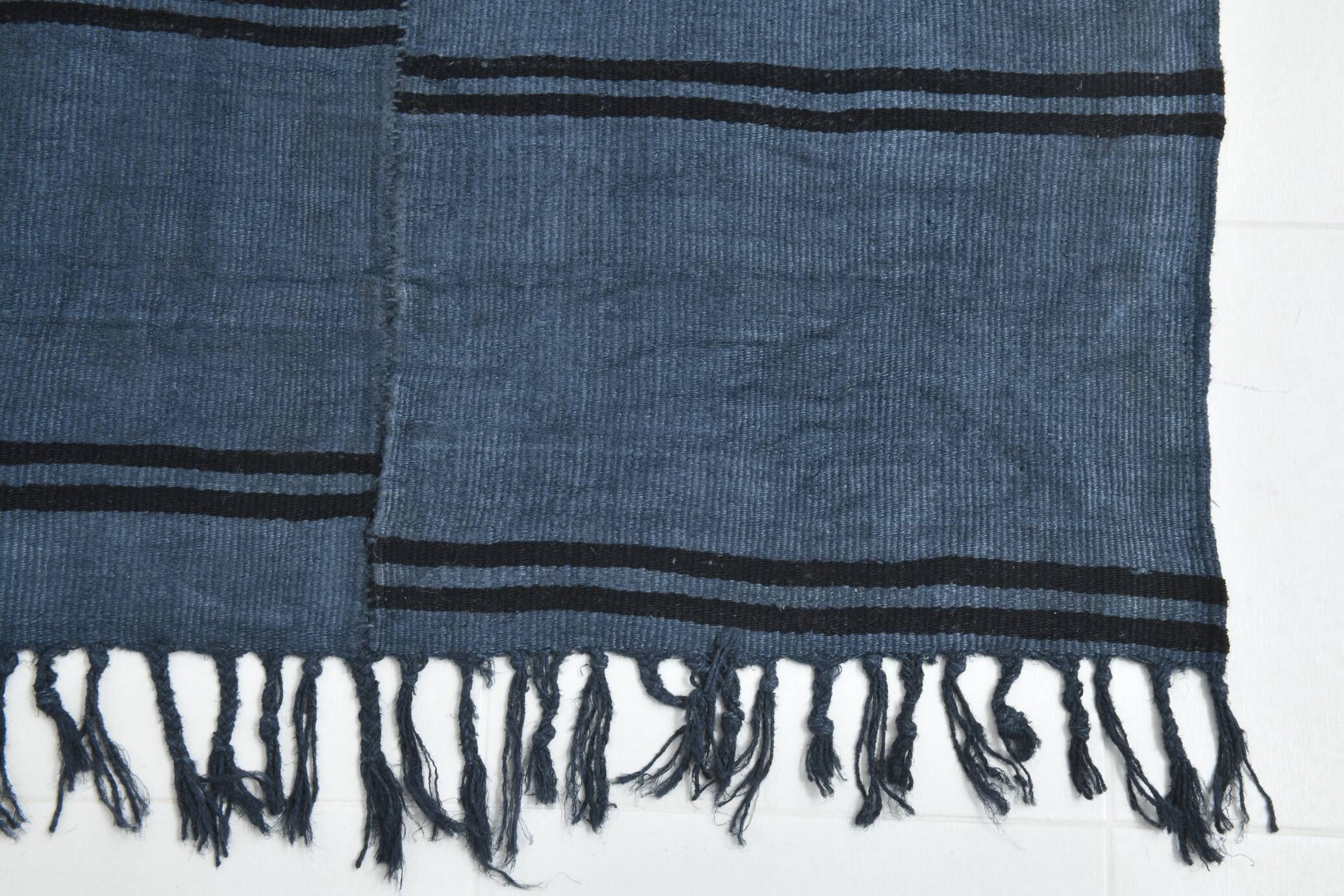 Blue & Black Striped Kilim Rug, 163x237Cm