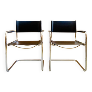 Paire de fauteuils vintage - noir simili