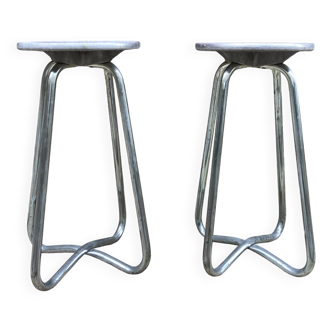 Habitat 1980 - Pair of High Stools in cast aluminum