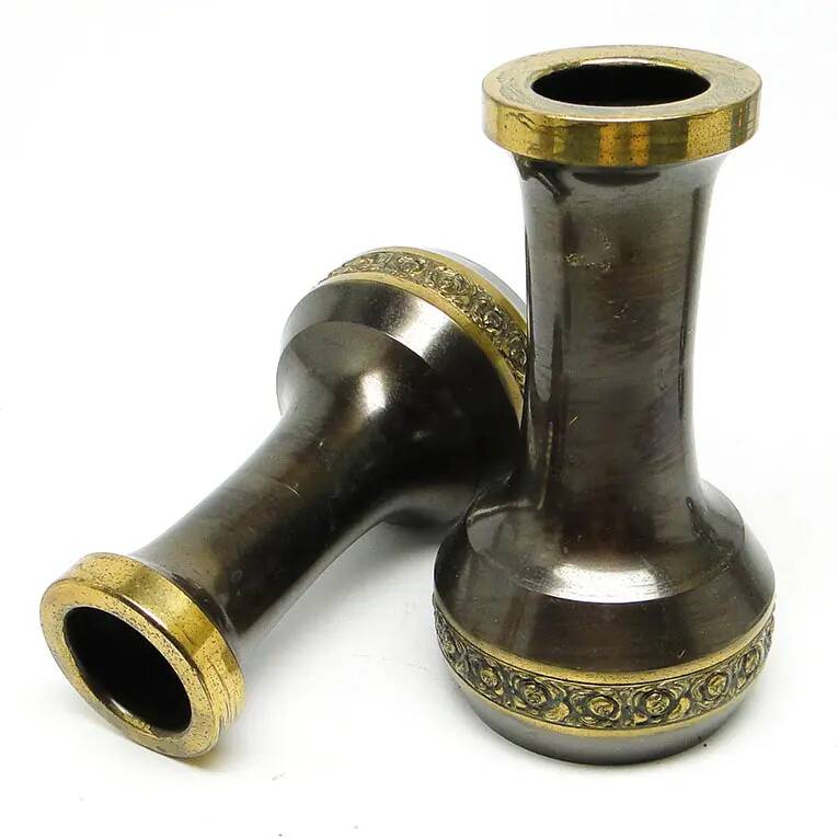 Pair of Art Nouveau amphorae, patinated brass, France, early 20th century
