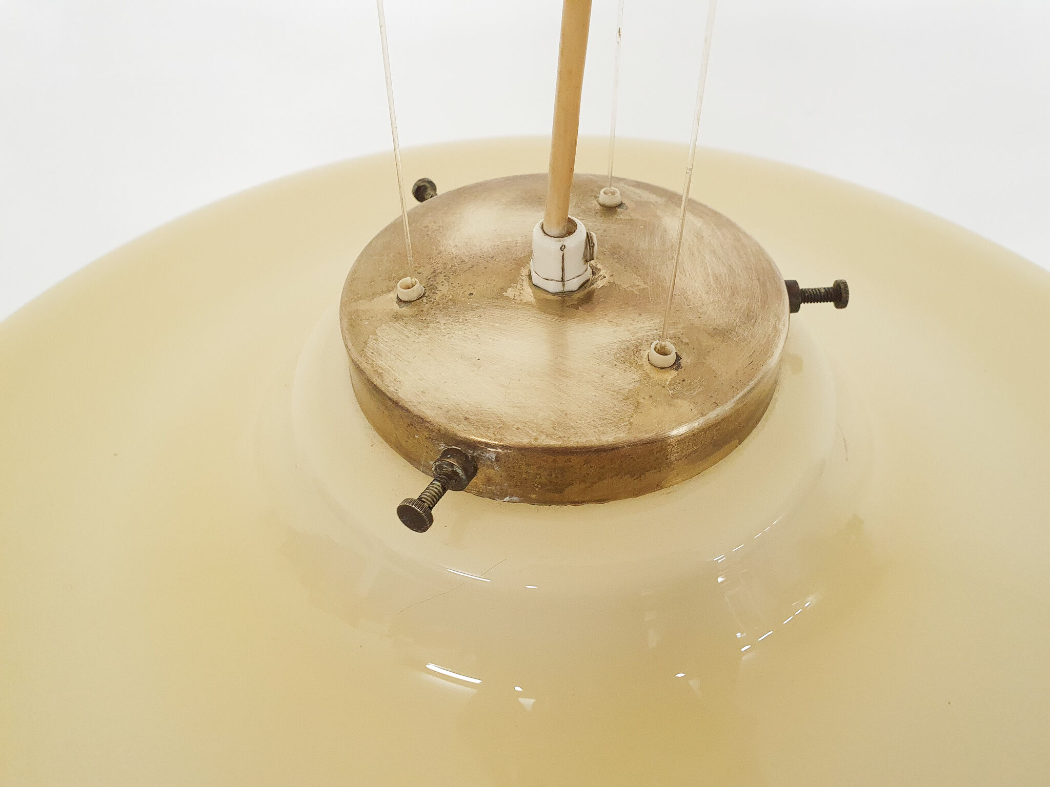 Mid-century modern yellow glass pendant light 1960's