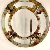 Miroir italien rond en verre de Murano du milieu du siècle par Mazzega, années 1960