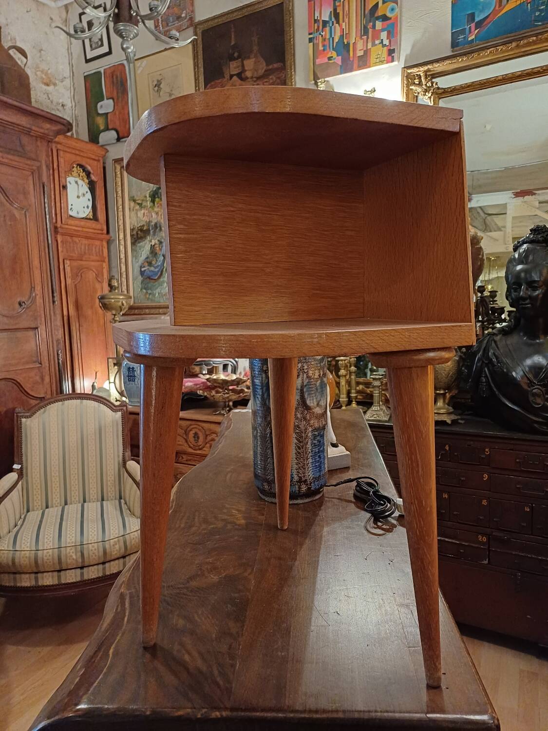Small side piece of furniture, tripod bedside table 1950