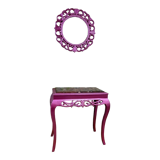 Console with marble and a mirror Louis XV pink style