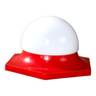 Octagonal wall lamp red and white plastic, 70's