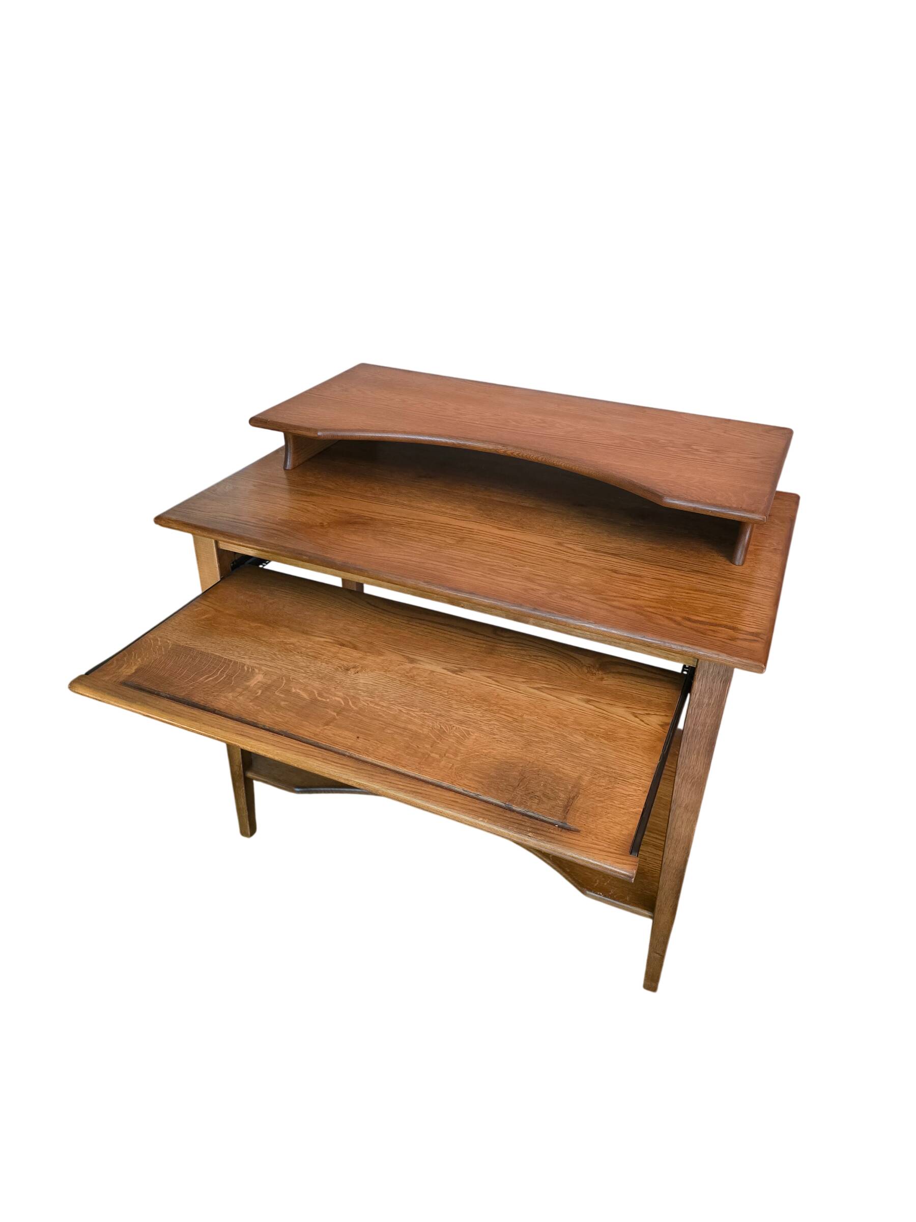 Vintage oak desk with raised top, 1970s.